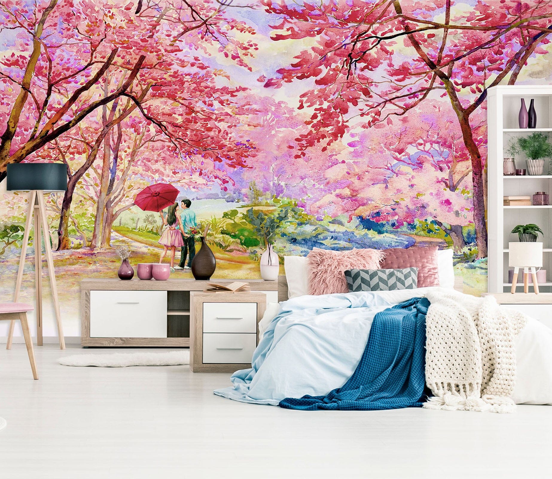 3D Pink Cherry Blossoms 2052 Wall Murals Wallpaper AJ Wallpaper 2 