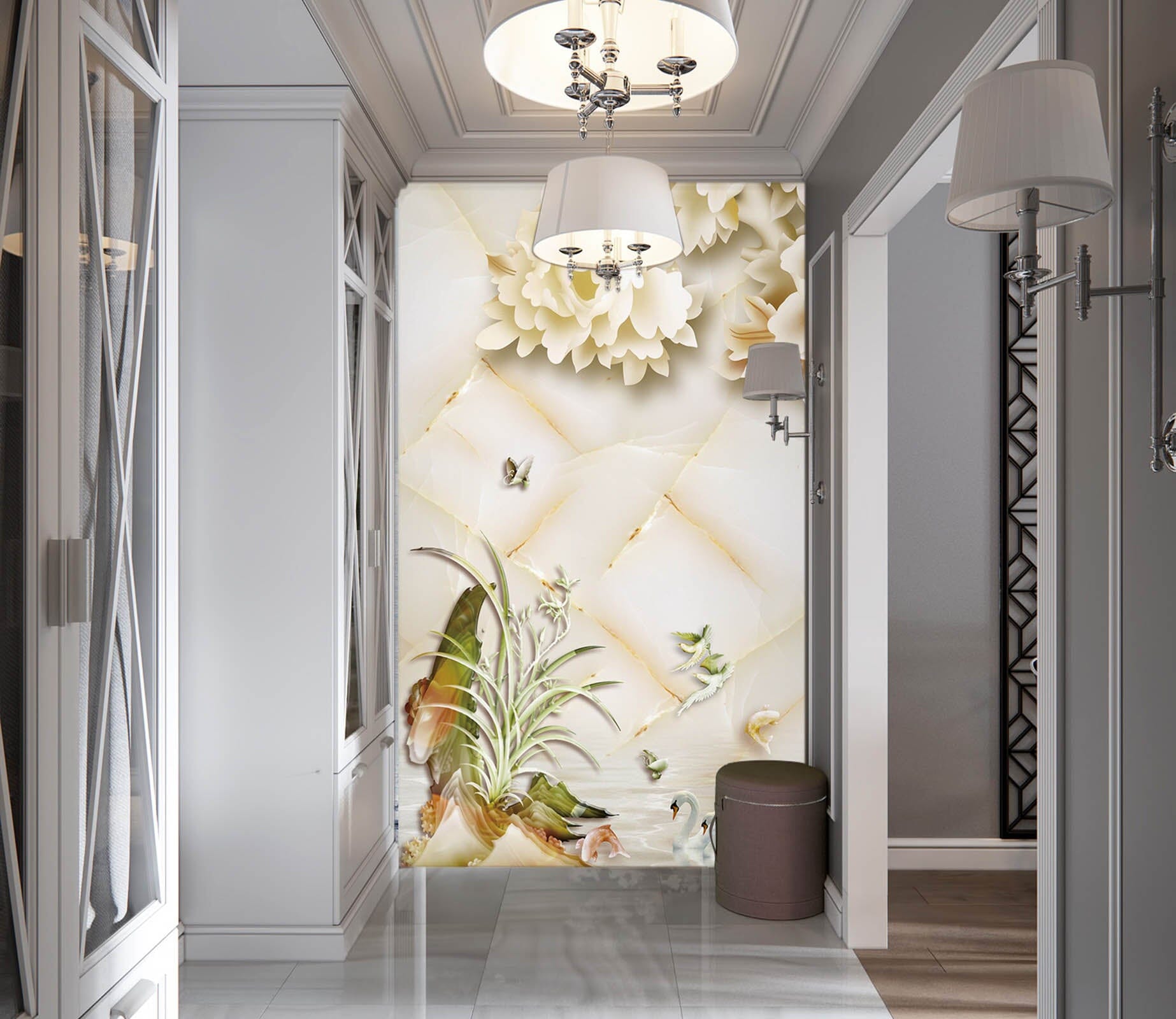 3D White Flowers 1845 Wall Murals Wallpaper AJ Wallpaper 2 