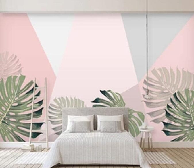 3D Leaves Pink 2843 Wall Murals Wallpaper AJ Wallpaper 2 