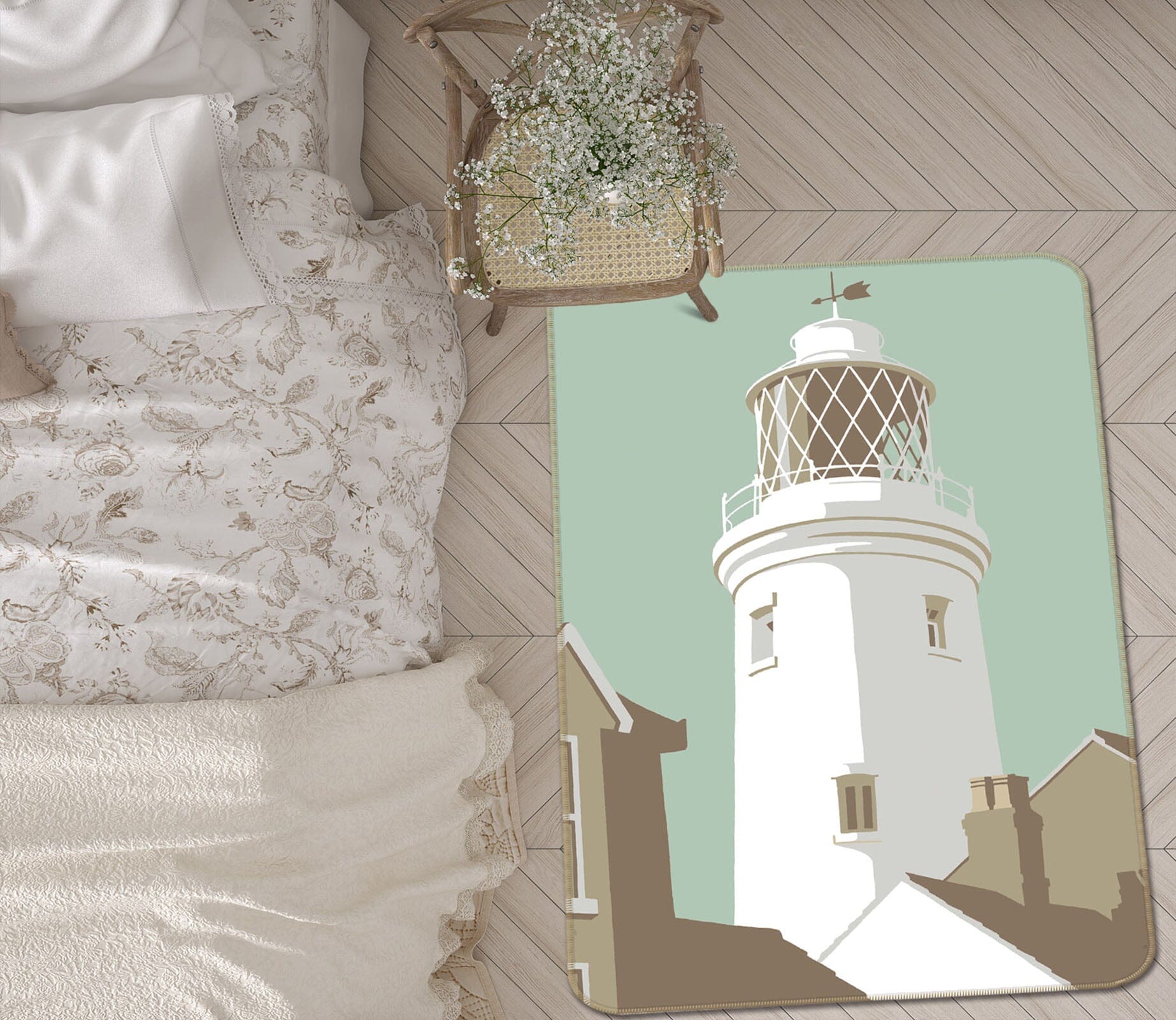 3D Southwold Lighthouse 1150 Steve Read Rug Non Slip Rug Mat Mat AJ Creativity Home 
