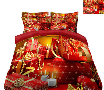 3D Red Christmas Gift 45068 Christmas Quilt Duvet Cover Xmas Bed Pillowcases