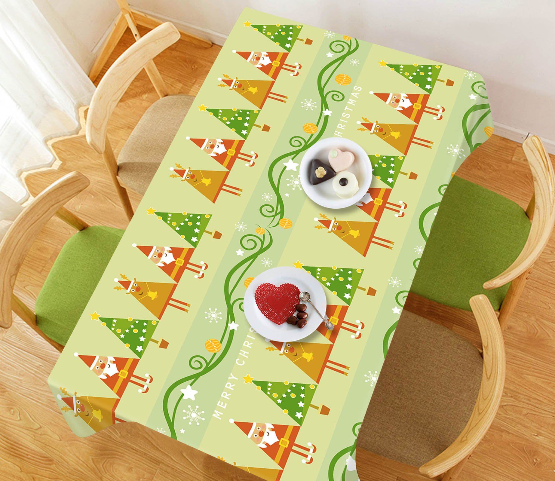 3D Colorful Christmas Wave 59 Tablecloths Tablecloths AJ Creativity Home 