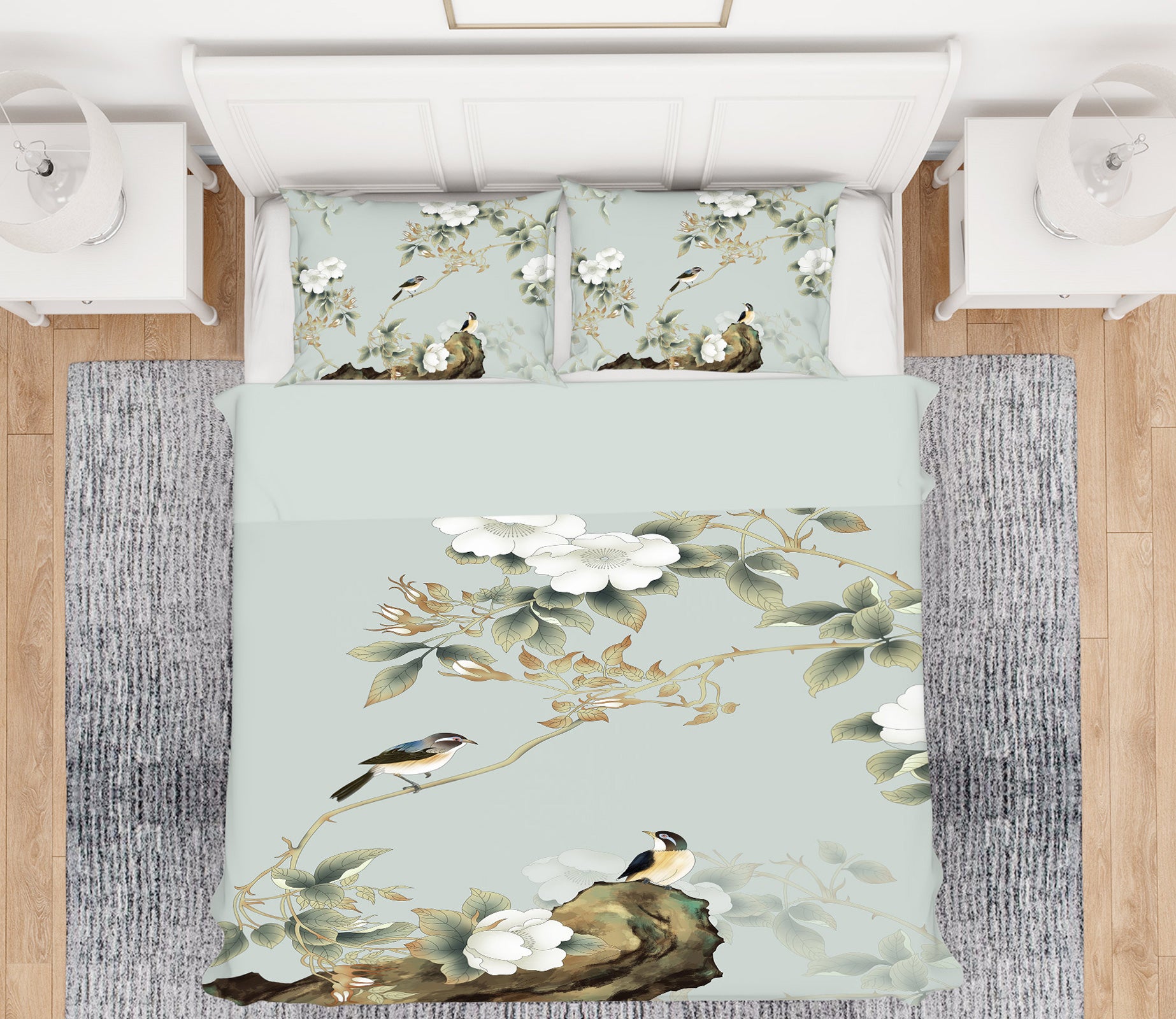 3D Flower Branch Bird 12068 Bed Pillowcases Quilt