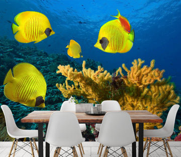 3D Yellow Fish 388 Wall Murals