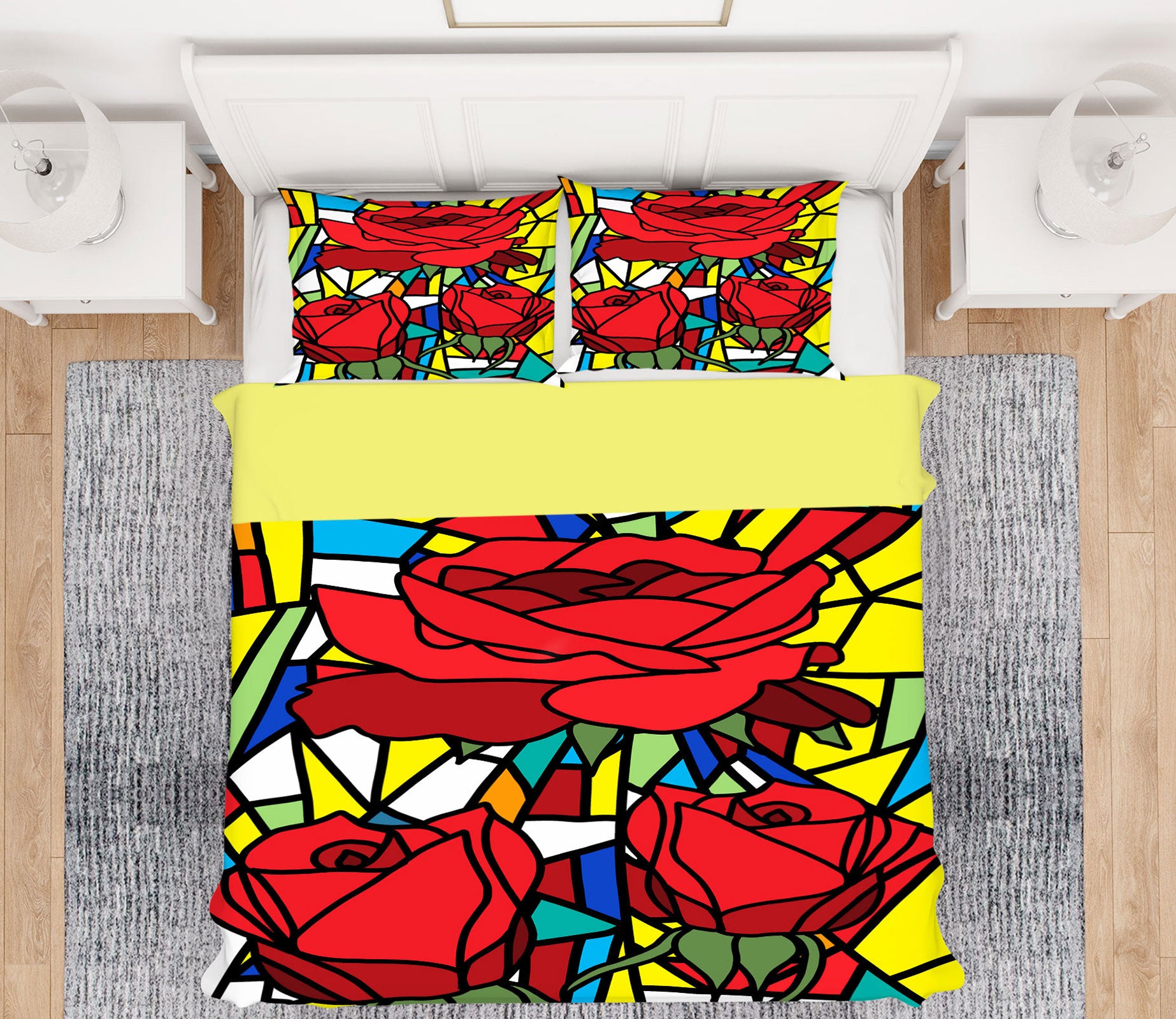 3D Rose Block 13222 Bed Pillowcases Quilt