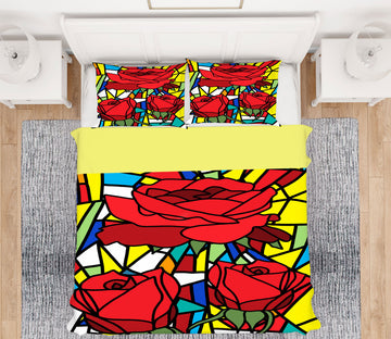 3D Rose Block 13222 Bed Pillowcases Quilt