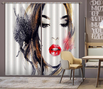 3D Red Lips Model 004 Curtains Drapes