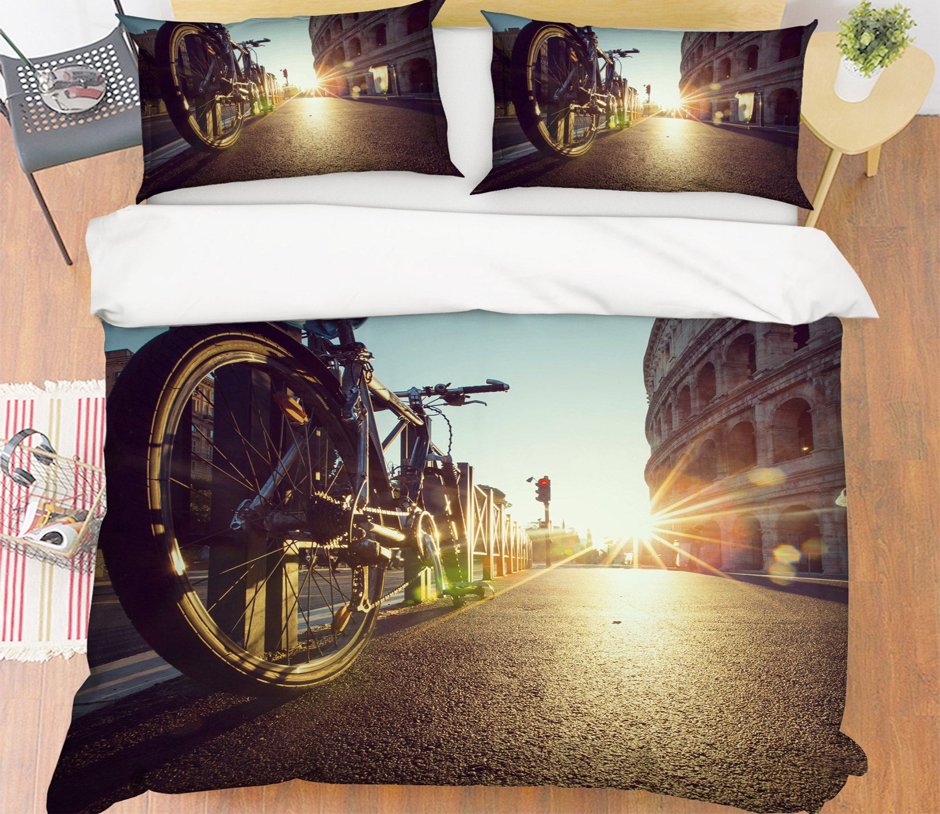 3D Bicycle 14158 Bed Pillowcases Quilt