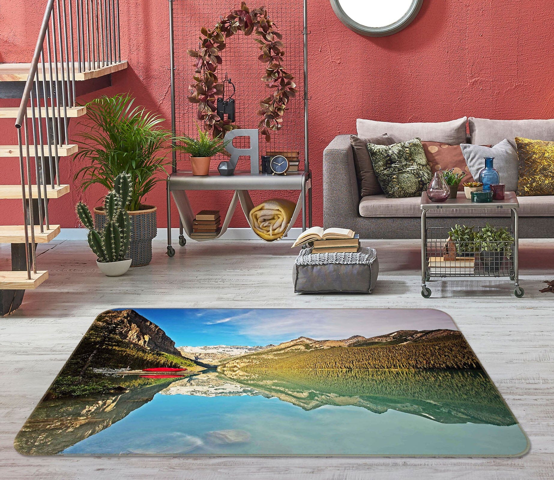 3D Lake Louise Sunrise 1112 Kathy Barefield Rug Non Slip Rug Mat Mat AJ Creativity Home 