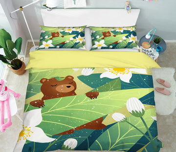 3D Bear Leaves 12007 Bed Pillowcases Quilt