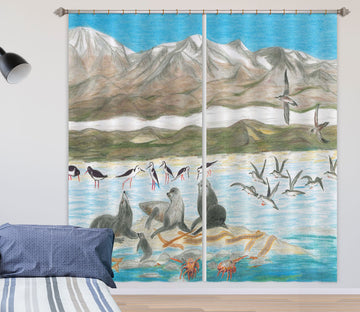 3D Arctic Sea Lion 047 Michael Sewell Curtain Curtains Drapes