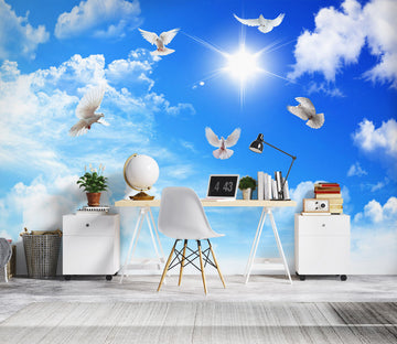 3D Sun Pigeon 1019 Wall Murals