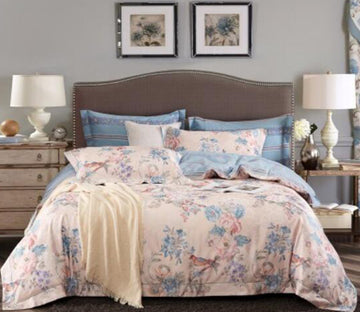 3D Cream Color Flower 14132 Bed Pillowcases Quilt
