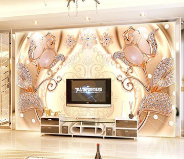 3D Golden Flowers 1144 Wall Murals Wallpaper AJ Wallpaper 2 