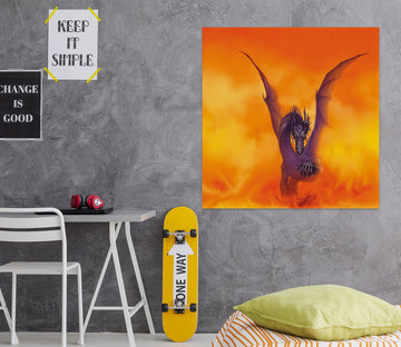 3D Orange Sky Purple Dragon 8083 Ciruelo Wall Sticker