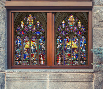3D Church Believers 292 Window Film Print Sticker Cling Stained Glass UV Block
