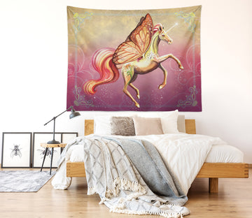 3D Yellow Butterfly Unicorn 945 Rose Catherine Khan Tapestry Hanging Cloth Hang