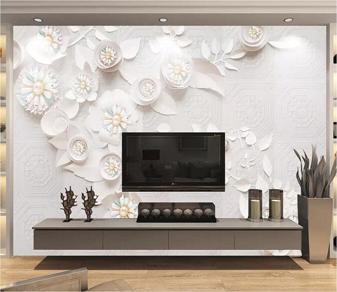 3D White Chrysanthemum 2726 Wall Murals Wallpaper AJ Wallpaper 2 