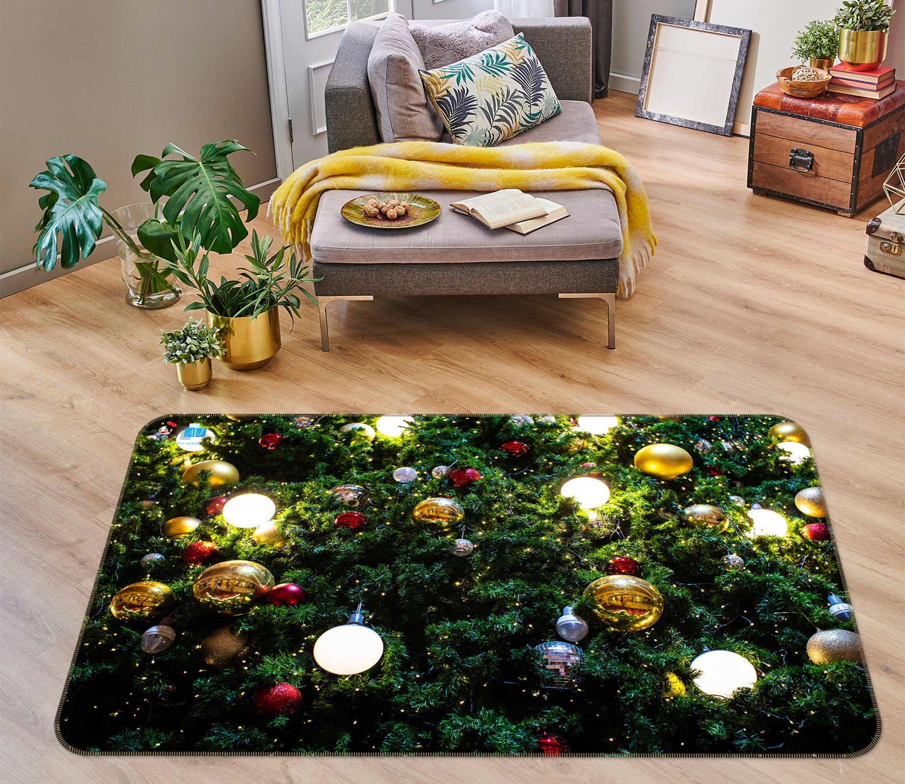 3D Ball Pendant 55018 Christmas Non Slip Rug Mat Xmas