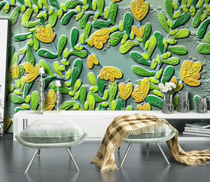3D Green Leaf 2024 Wall Murals Wallpaper AJ Wallpaper 2 