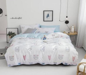 3D White Background Bear 15138 Bed Pillowcases Quilt