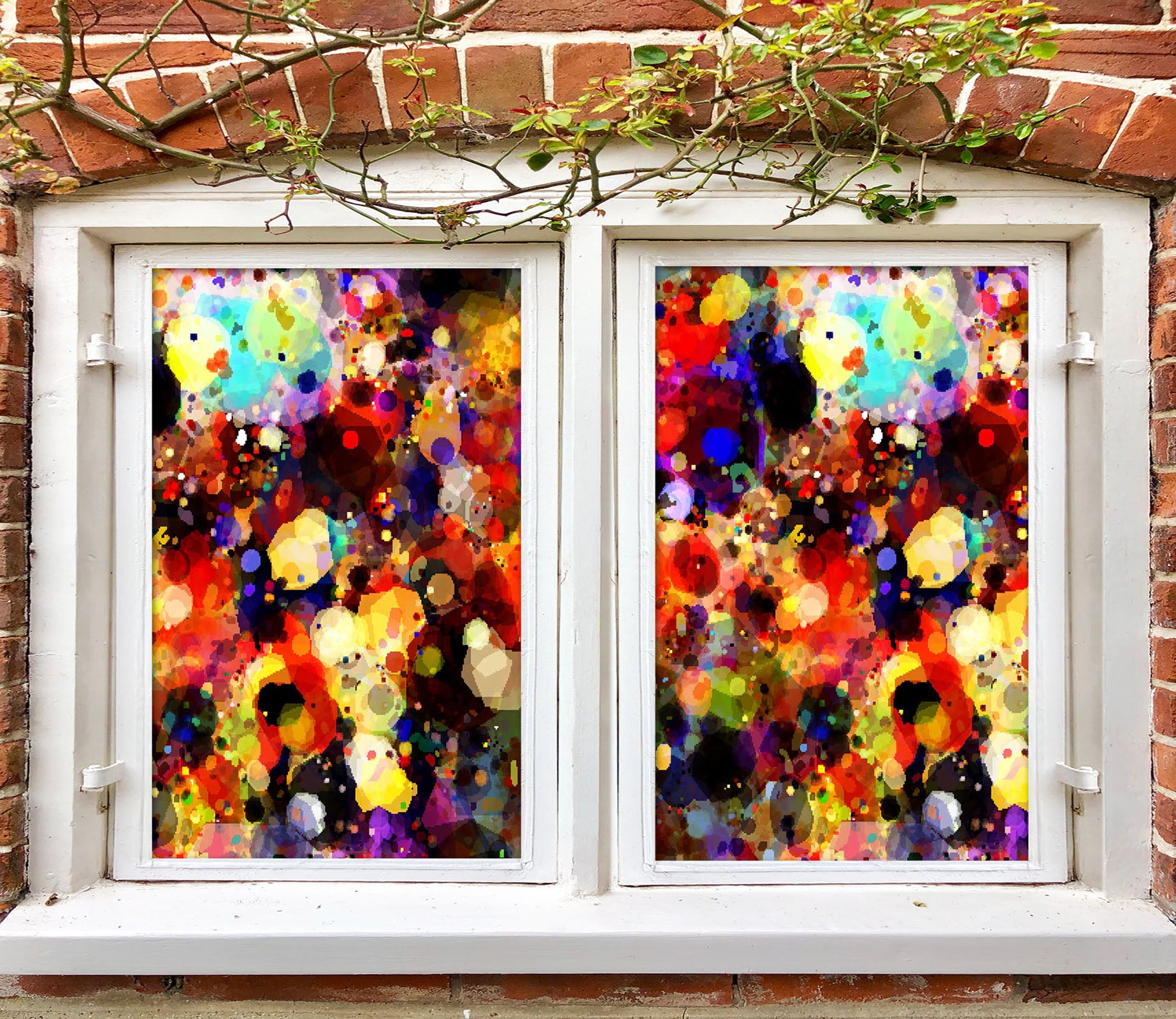 3D Dot Graffiti 409 Window Film Print Sticker Cling Stained Glass UV Block