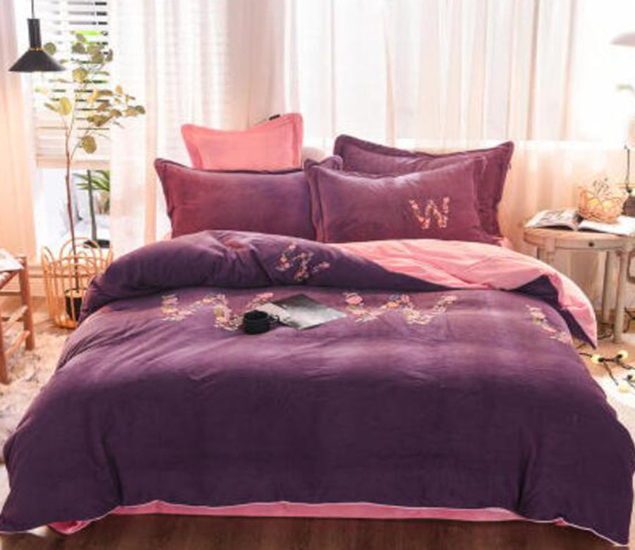 3D Purple 20061 Bed Pillowcases Quilt