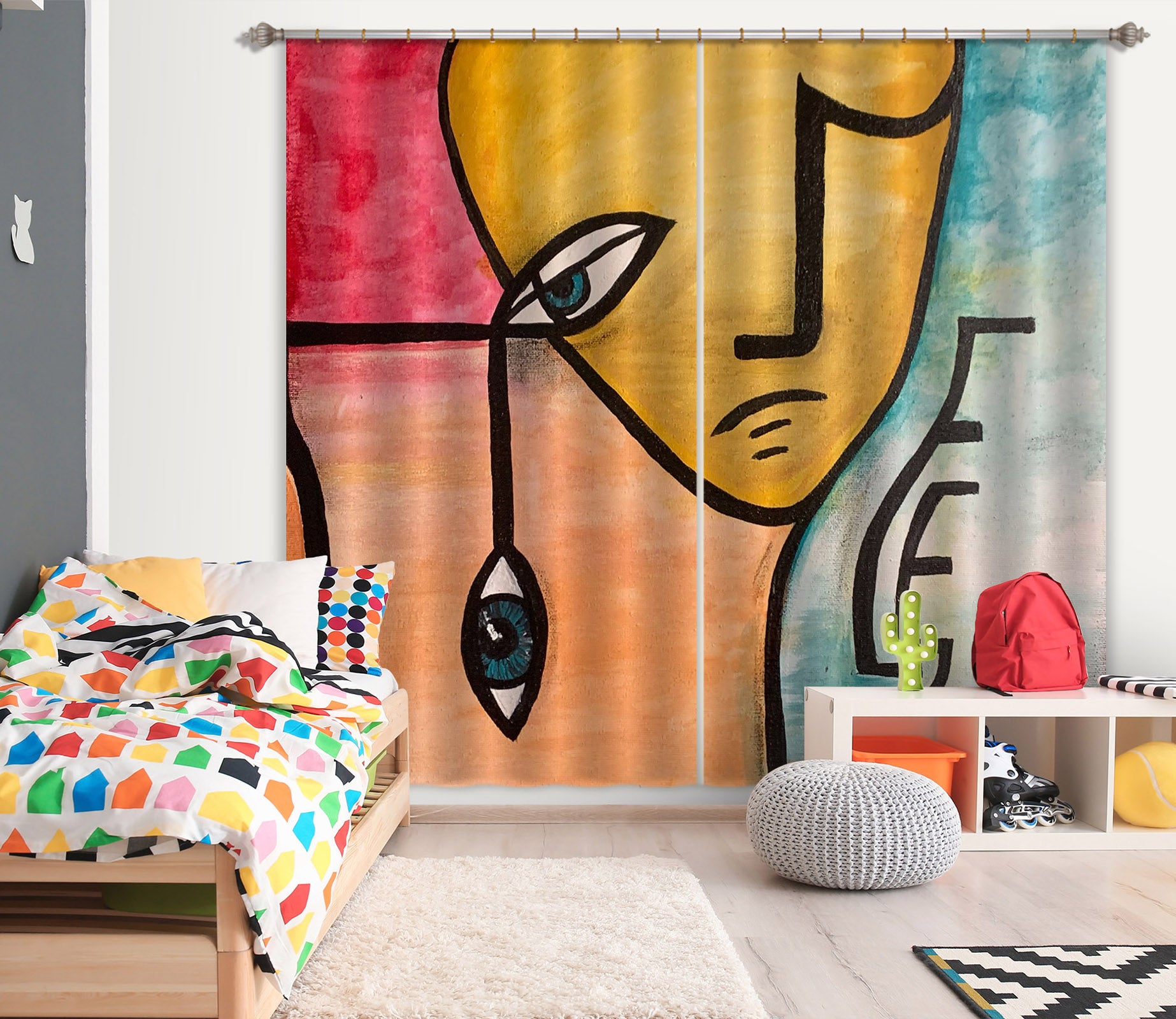 3D Eye Caricature 389 Jacqueline Reynoso Curtain Curtains Drapes