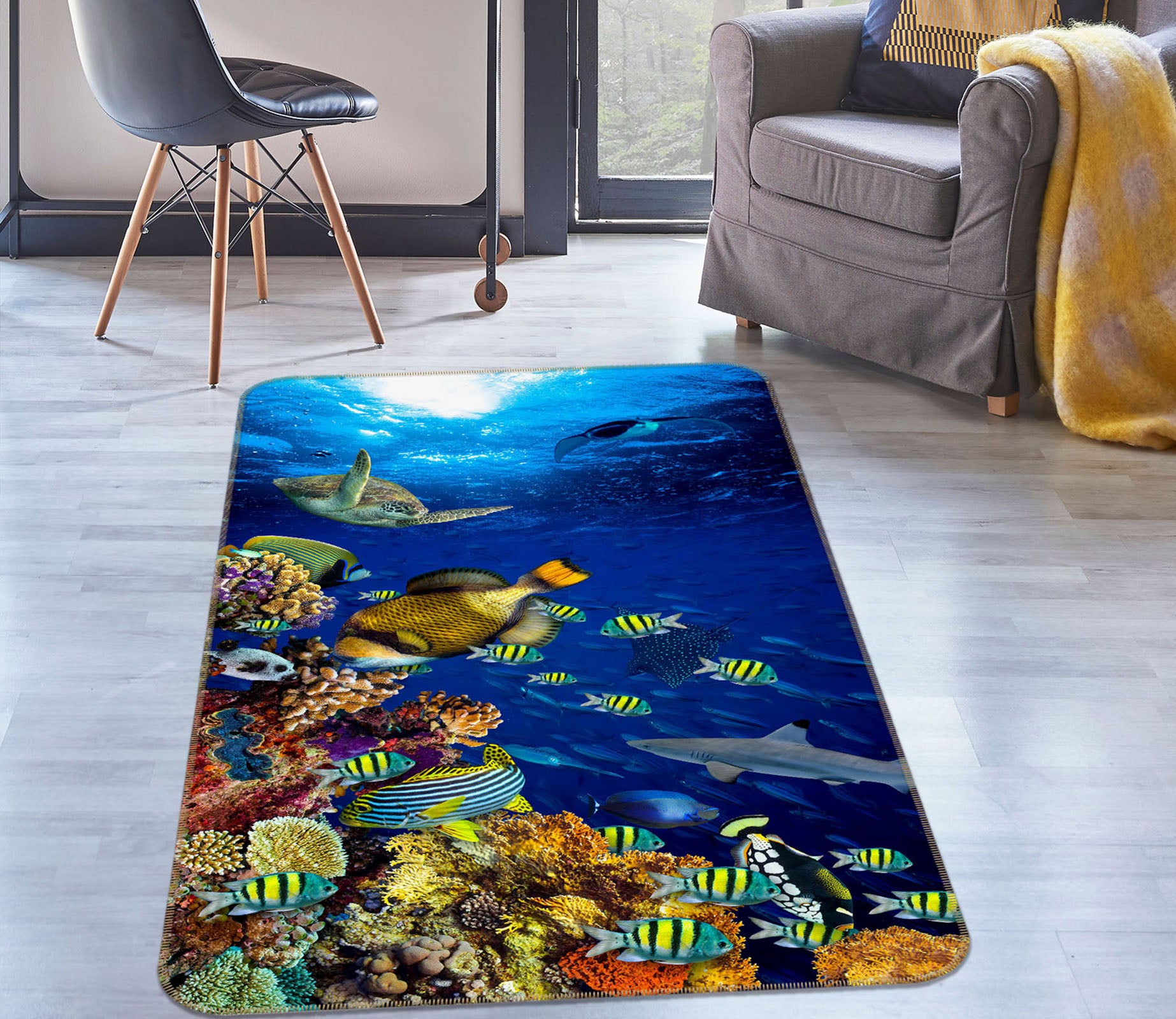 3D Sea Fish 26170 Non Slip Rug Mat