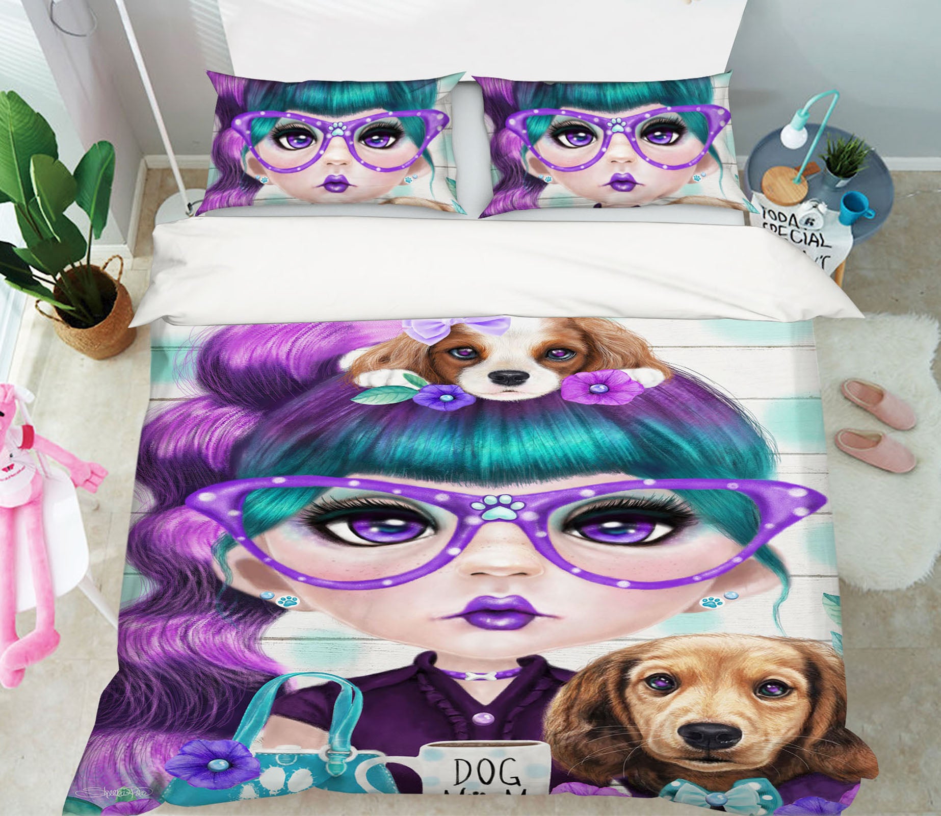 3D Cute Dog Girl 8594 Sheena Pike Bedding Bed Pillowcases Quilt Cover Duvet Cover