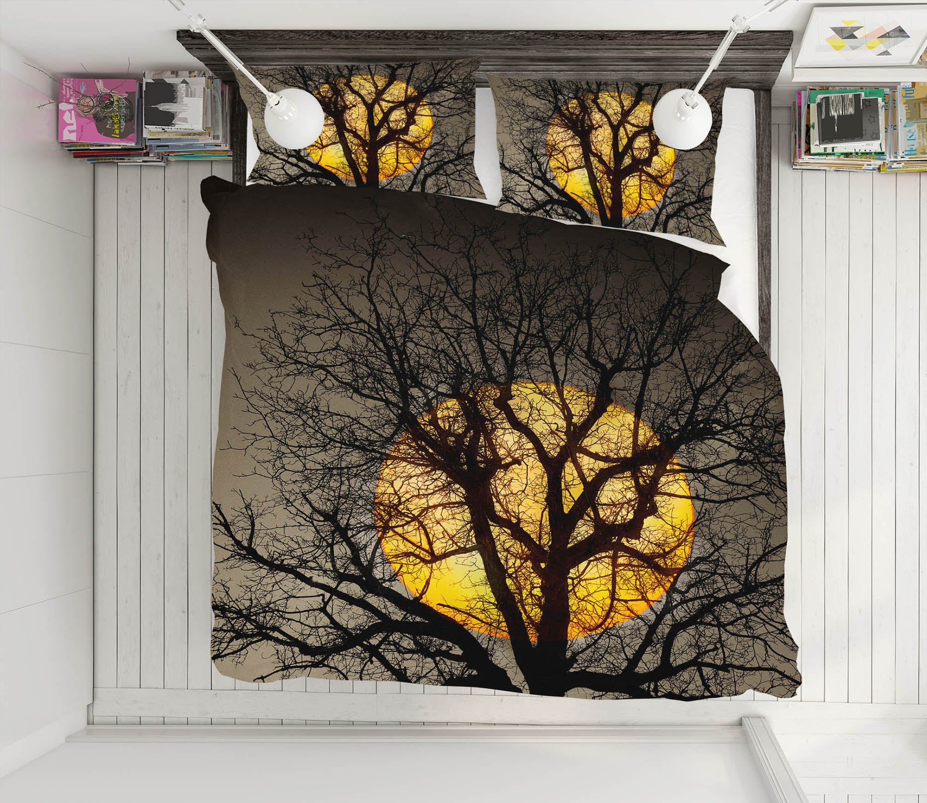 3D Sunset Over the Tree 145 Marco Carmassi Bedding Bed Pillowcases Quilt