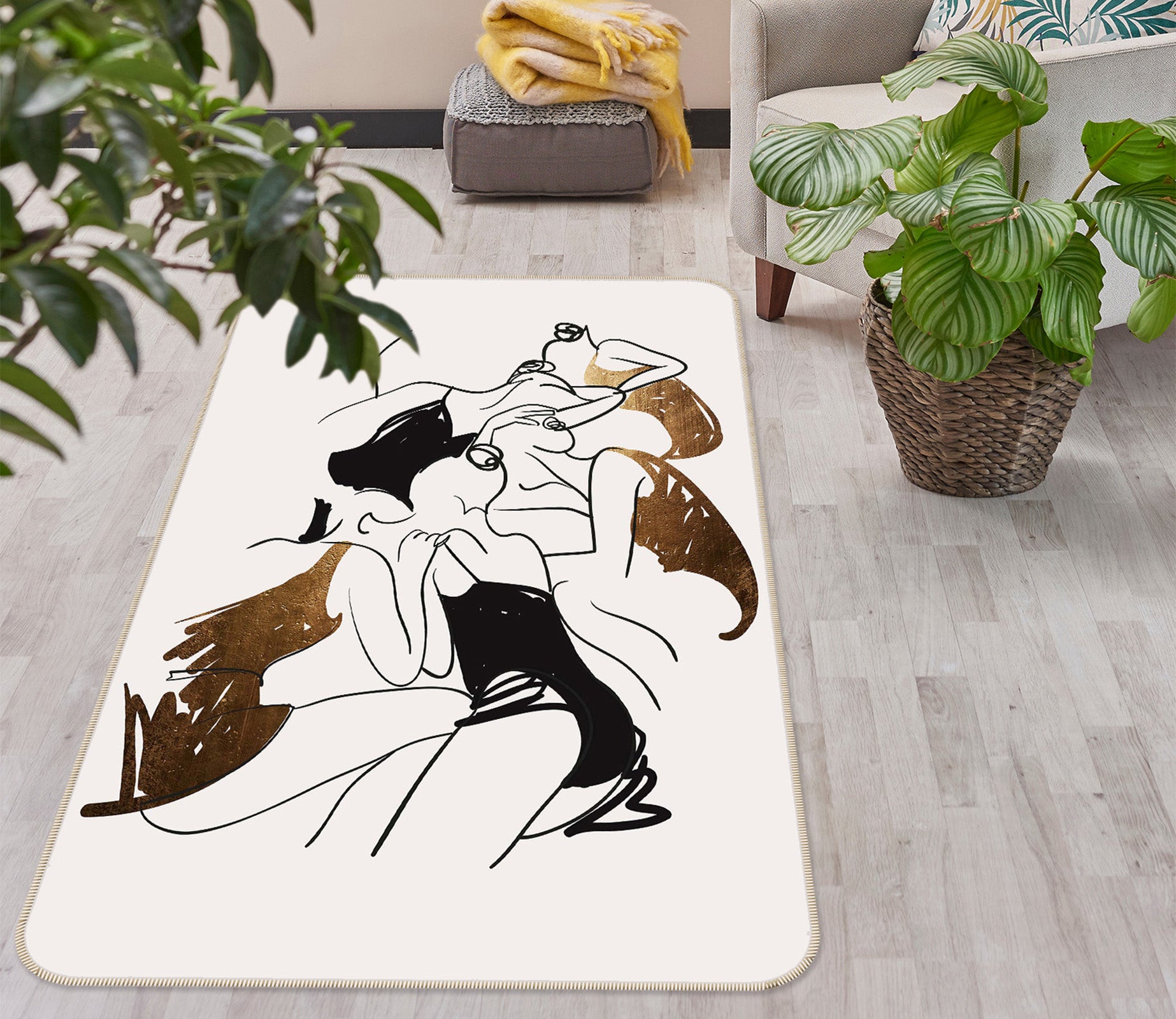 3D Abstract Black 1010 Boris Draschoff Rug Non Slip Rug Mat