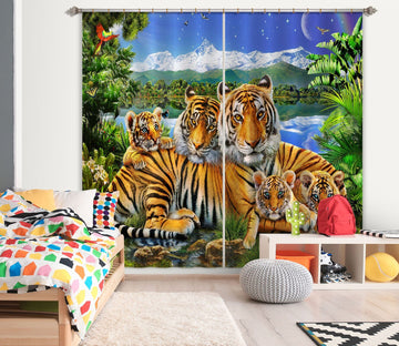 3D Loving Tigers 057 Adrian Chesterman Curtain Curtains Drapes Curtains AJ Creativity Home 