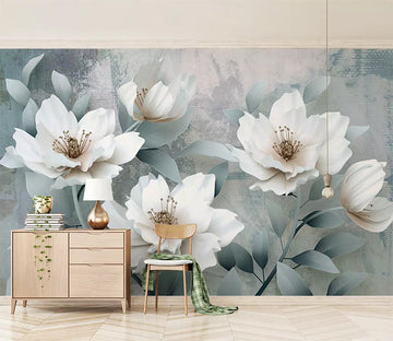 3D White Flowers 1505 Wall Murals Wallpaper AJ Wallpaper 2 