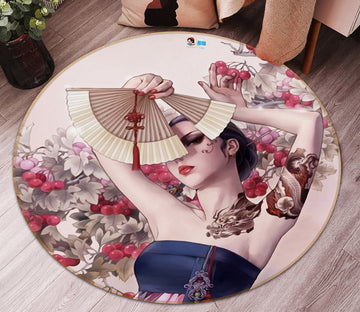 3D Fan Beauty 74051 Round Non Slip Rug Mat
