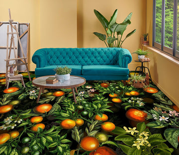 3D Orange Leaves 99183 Uta Naumann Floor Mural