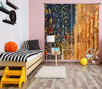 3D Golden Building 52087 Christmas Curtains Drapes Xmas