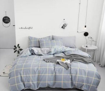 3D Light Gray Grid 15142 Bed Pillowcases Quilt
