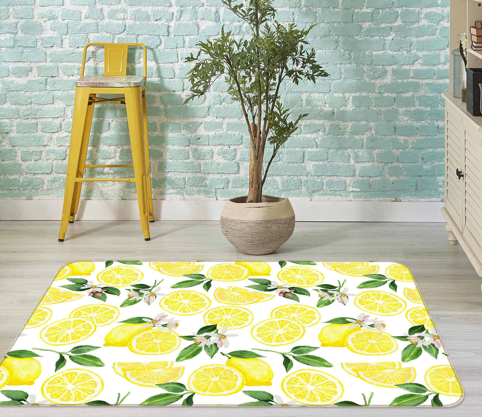 3D Lemon Blossom 081 Uta Naumann Rug Non Slip Rug Mat
