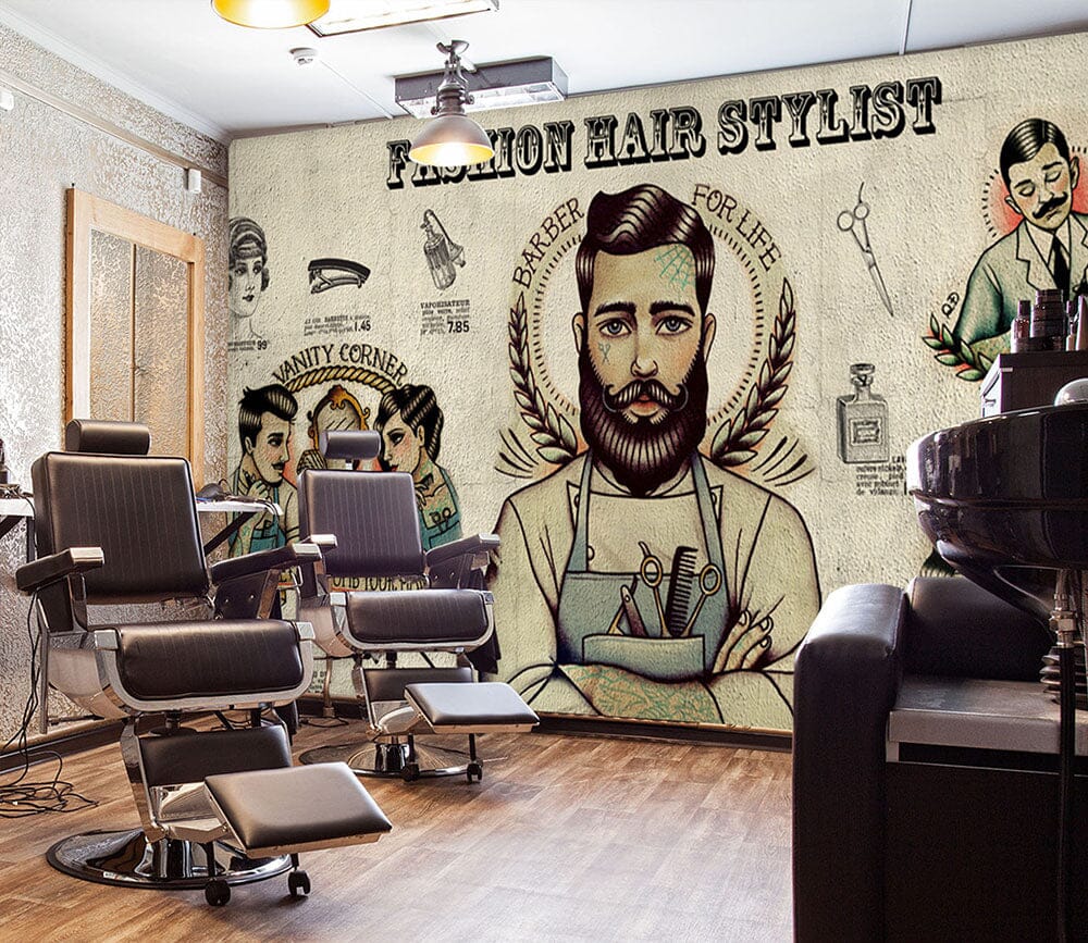 3D Shy Boy 1489 Barber Shop Wall Murals Wallpaper AJ Wallpaper 2 