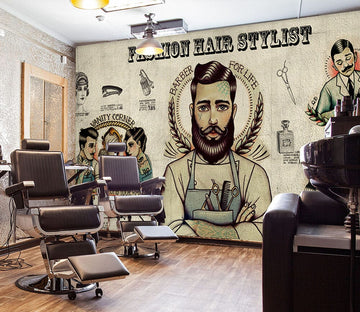 3D Shy Boy 1489 Barber Shop Wall Murals Wallpaper AJ Wallpaper 2 