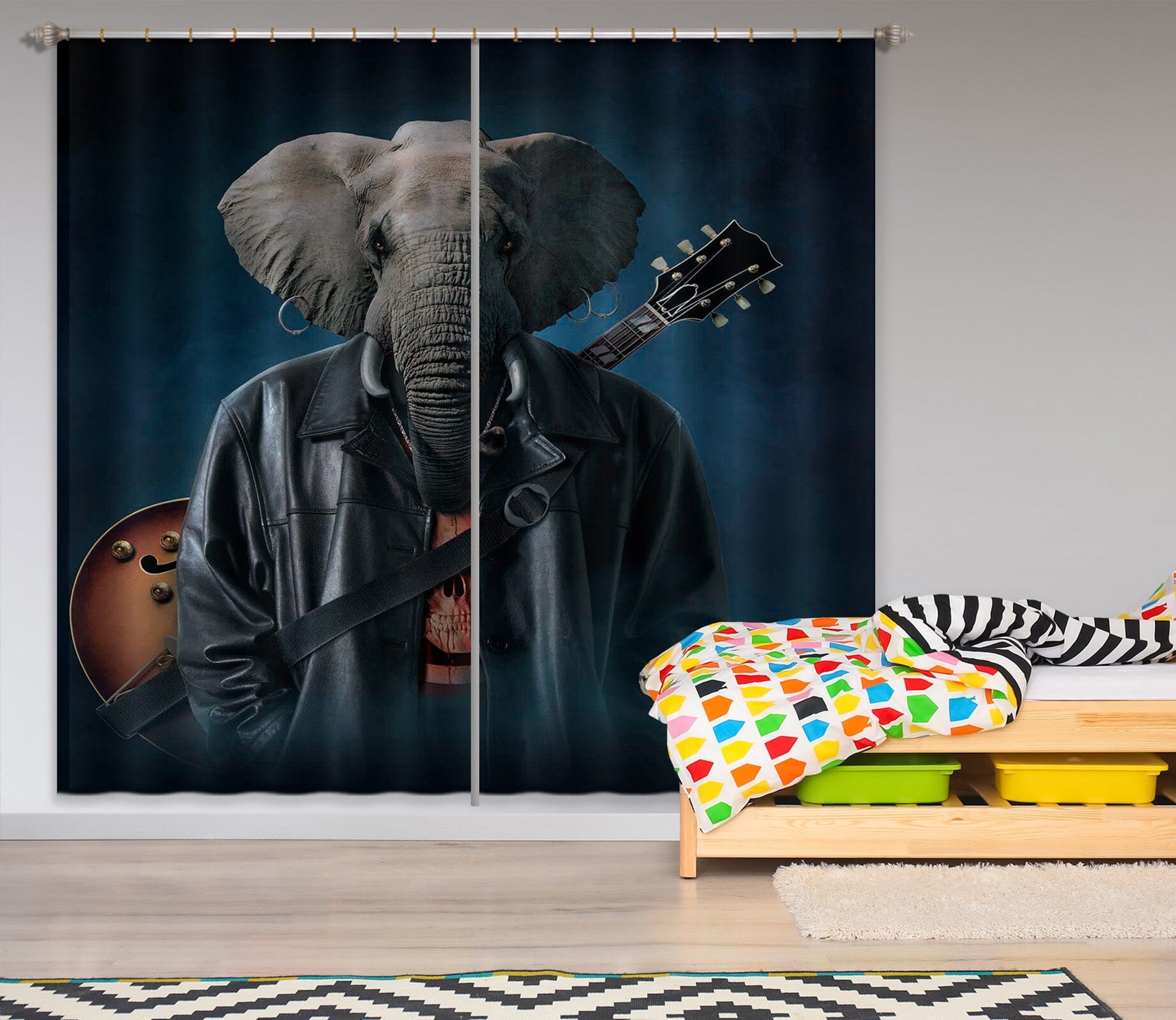 3D Elephice Cooper 036 Vincent Hie Curtain Curtains Drapes Curtains AJ Creativity Home 