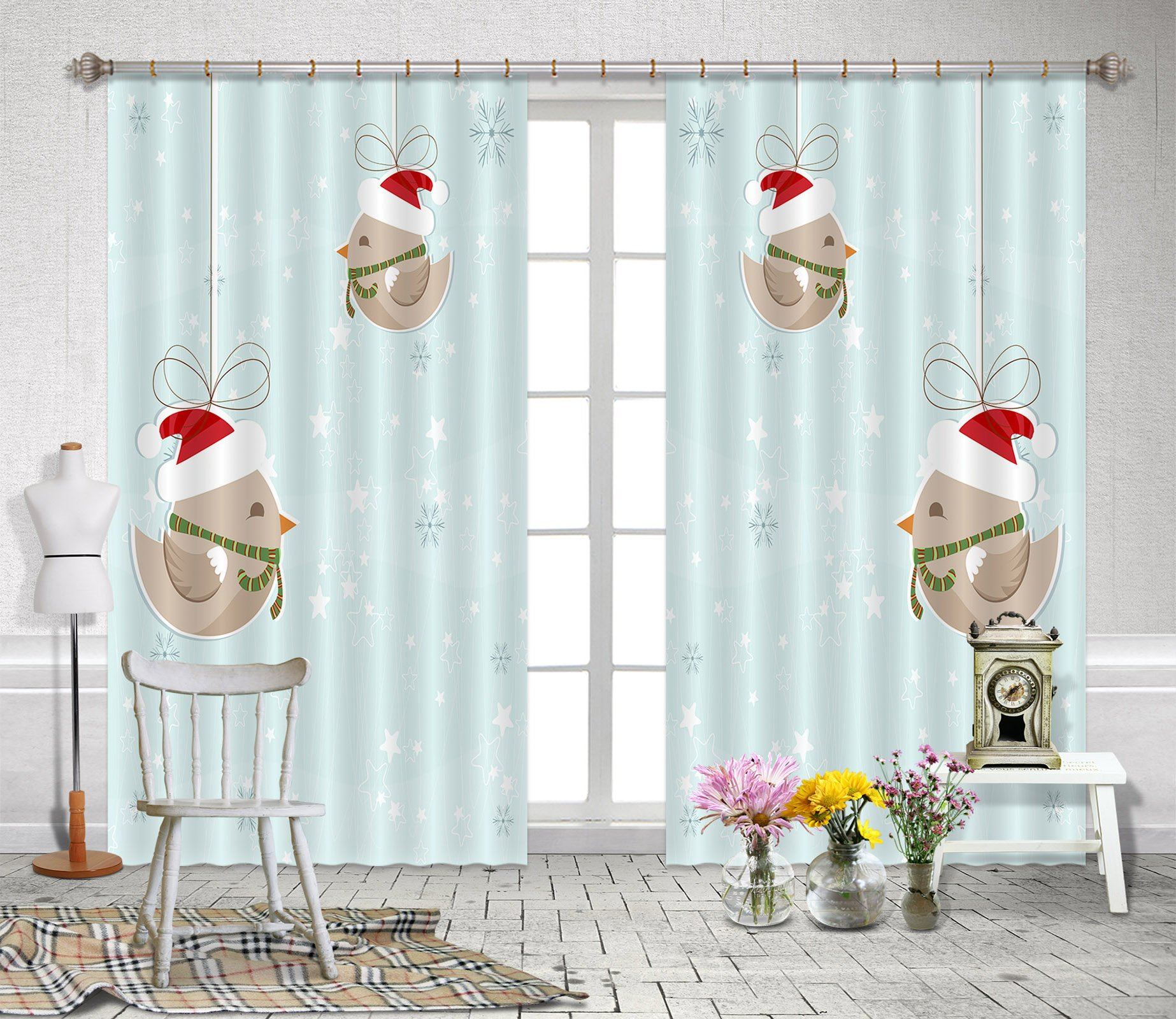 3D Fat Bird Hanging 40 Curtains Drapes Curtains AJ Creativity Home 