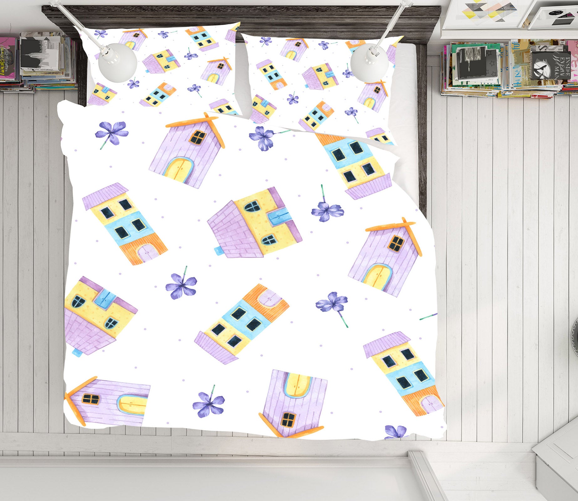 3D House Pattern 60222 Bed Pillowcases Quilt