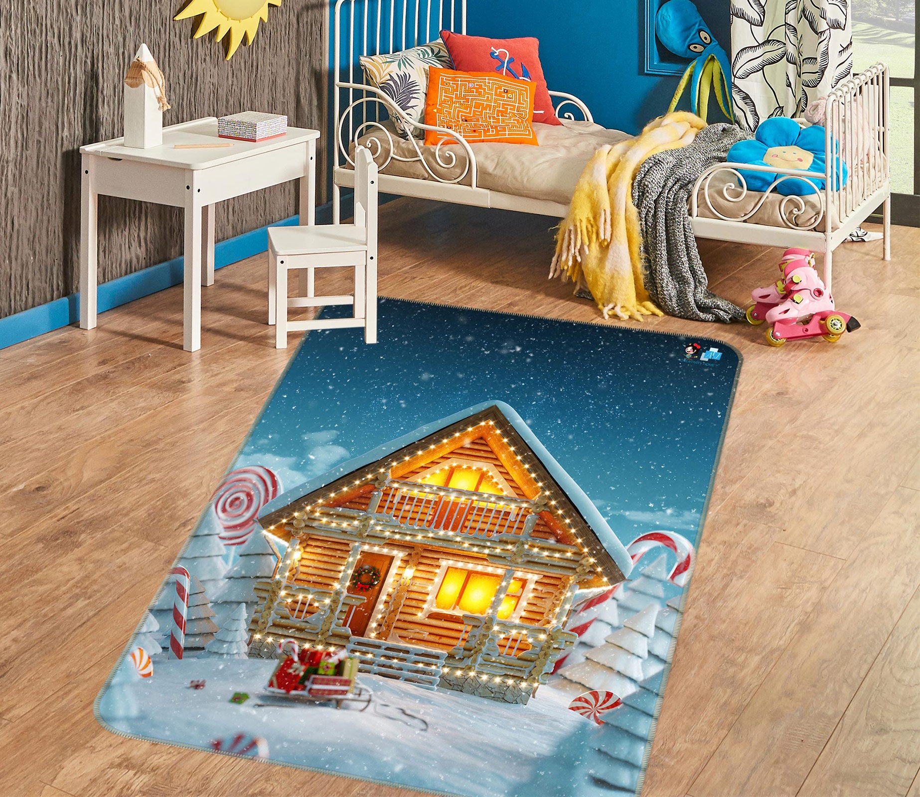 3D Snow House 55041 Christmas Non Slip Rug Mat Xmas