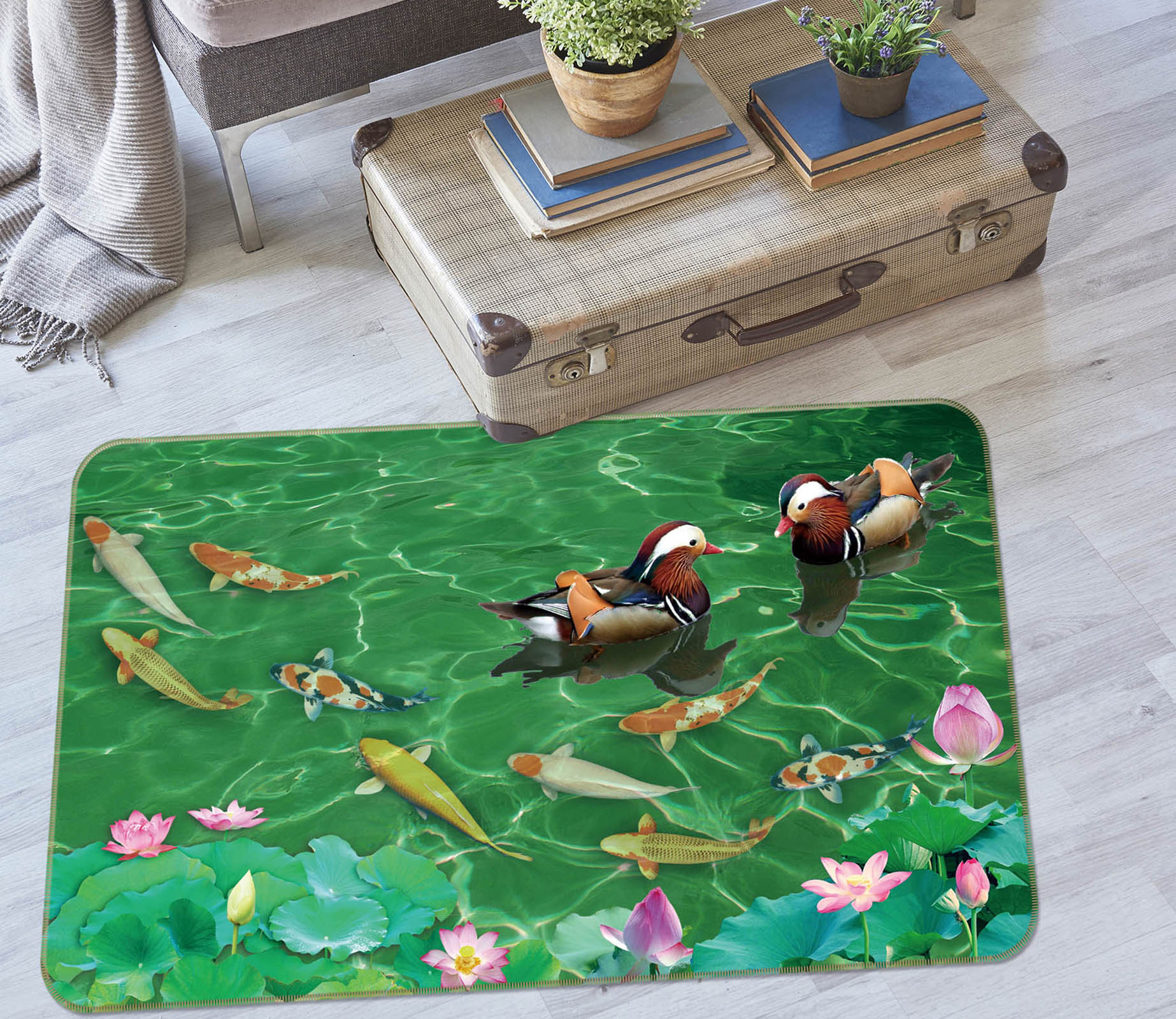 3D Fish Mandarin Duck 30218 Non Slip Rug Mat