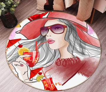 3D Beauty Drink 37006 Round Non Slip Rug Mat