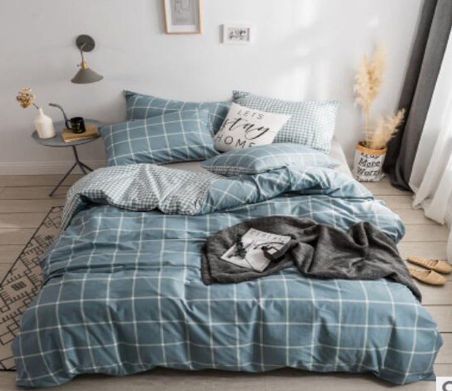 3D Green Grid 15080 Bed Pillowcases Quilt