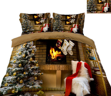 3D Christmas Tree Chair 45214 Christmas Quilt Duvet Cover Xmas Bed Pillowcases