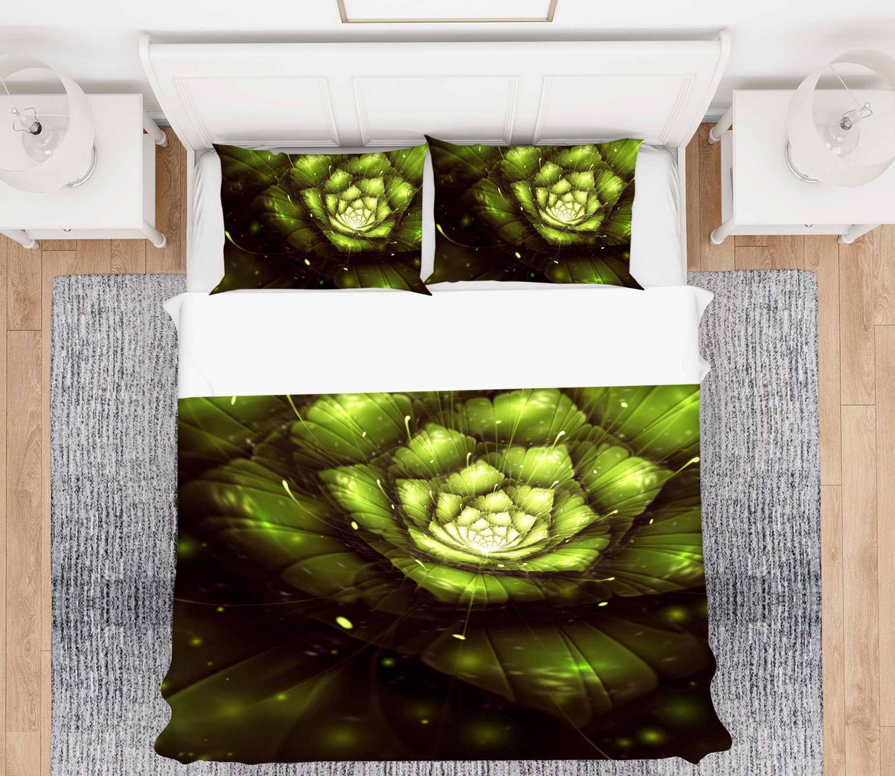 3D Green Flower 12209 Bed Pillowcases Quilt